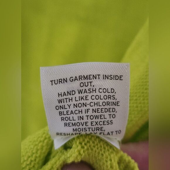 Halogen L Lime Sheer  LINEN Blend Washable Knit Lngslv Women's Sweater Pullover - Picture 7 of 10
